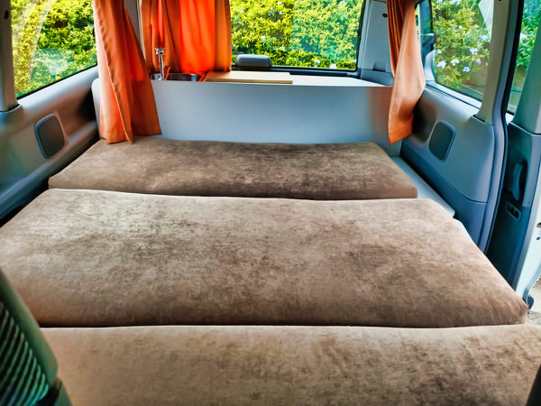 double bed inside the campervan