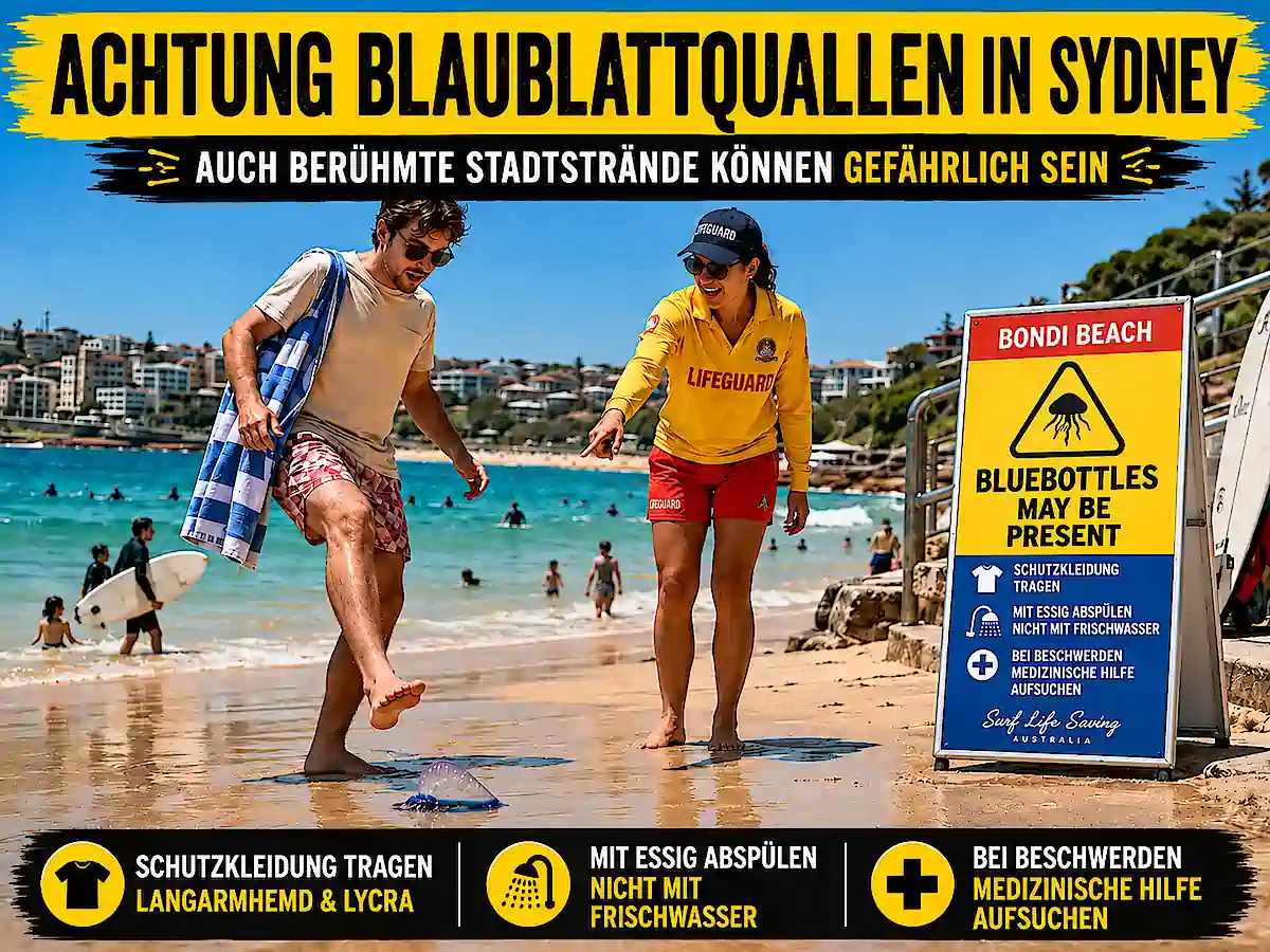 Giftige Tiere in Australien – Blaublaue Quallen am Strand von Sydney