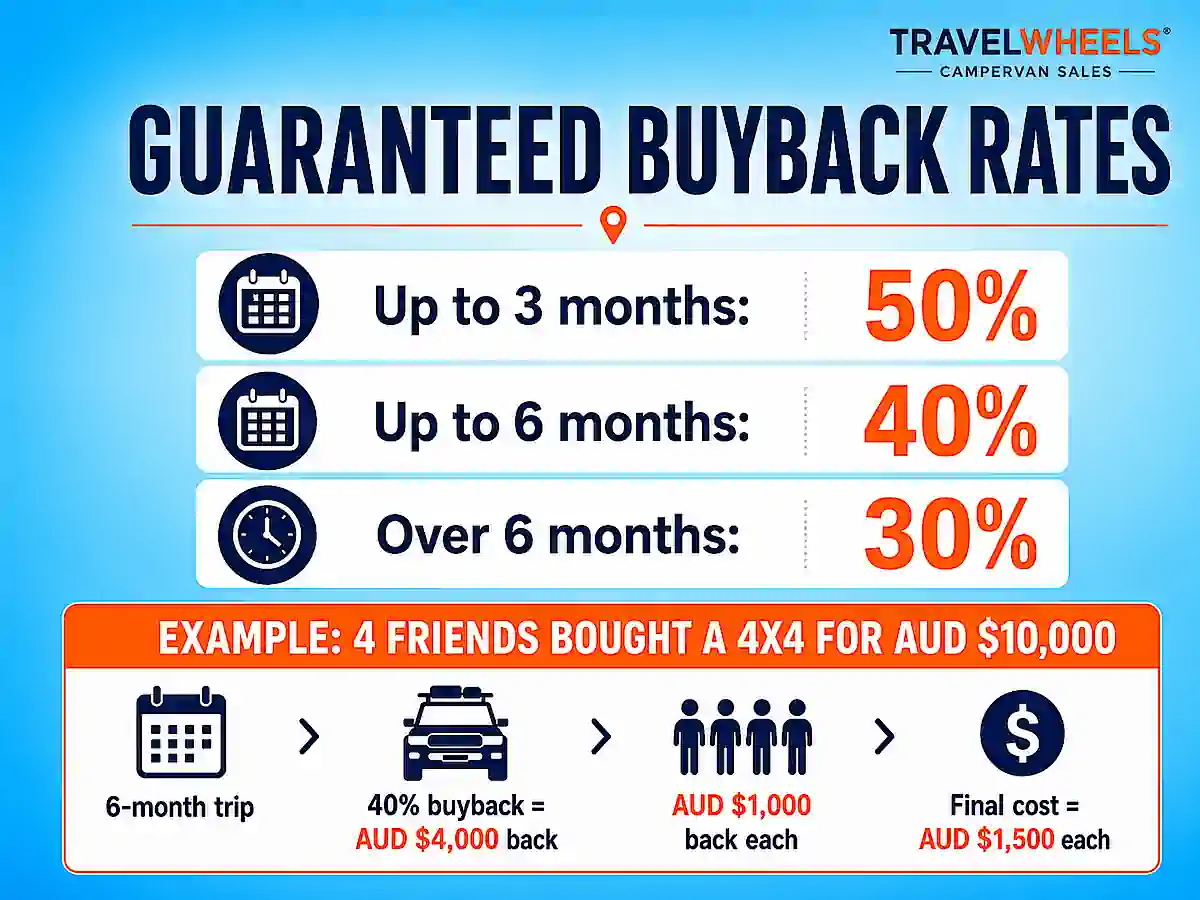 Buyback Garantie für Kunden, die einen Campervan in Sydney kaufen – Rückkaufraten nach Reisedauer