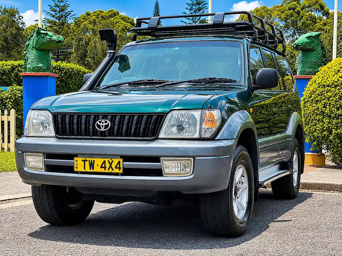 Landcruiser zum Verkauf in Sydney mit Travelwheels Australien – Ansicht von vorne auf der Beifahrerseite