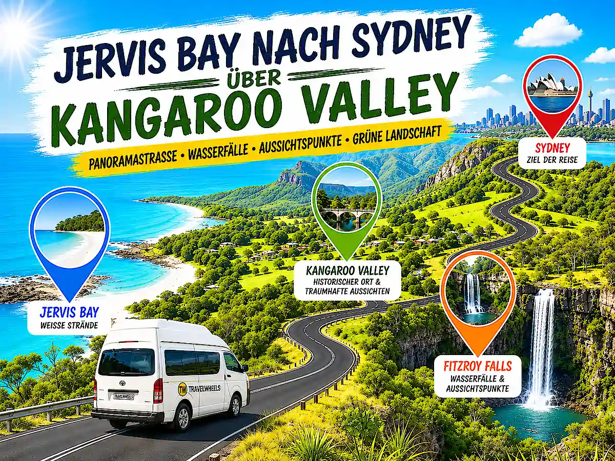 Sydney nach Jervis Bay – Rückfahrt über Kangaroo Valley und Fitzroy Falls nach Sydney