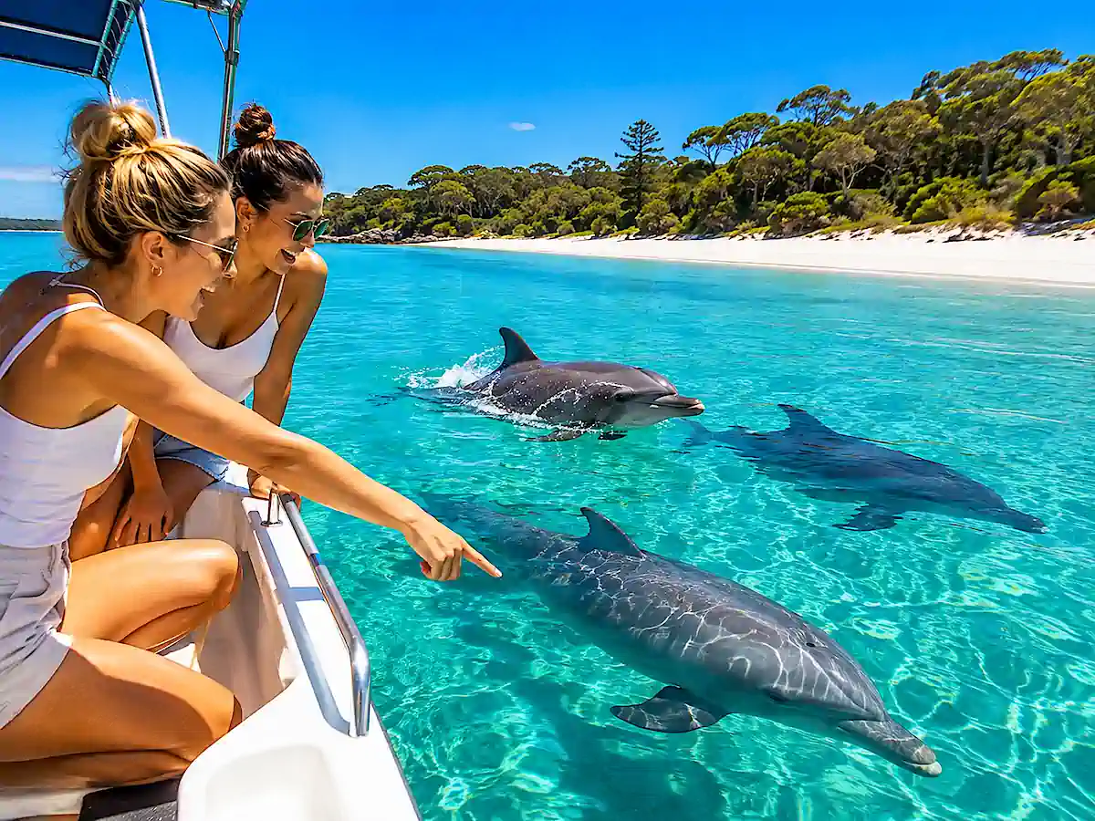 Sydney nach Jervis Bay – wilde Delfine bei einer Bootstour in Jervis Bay