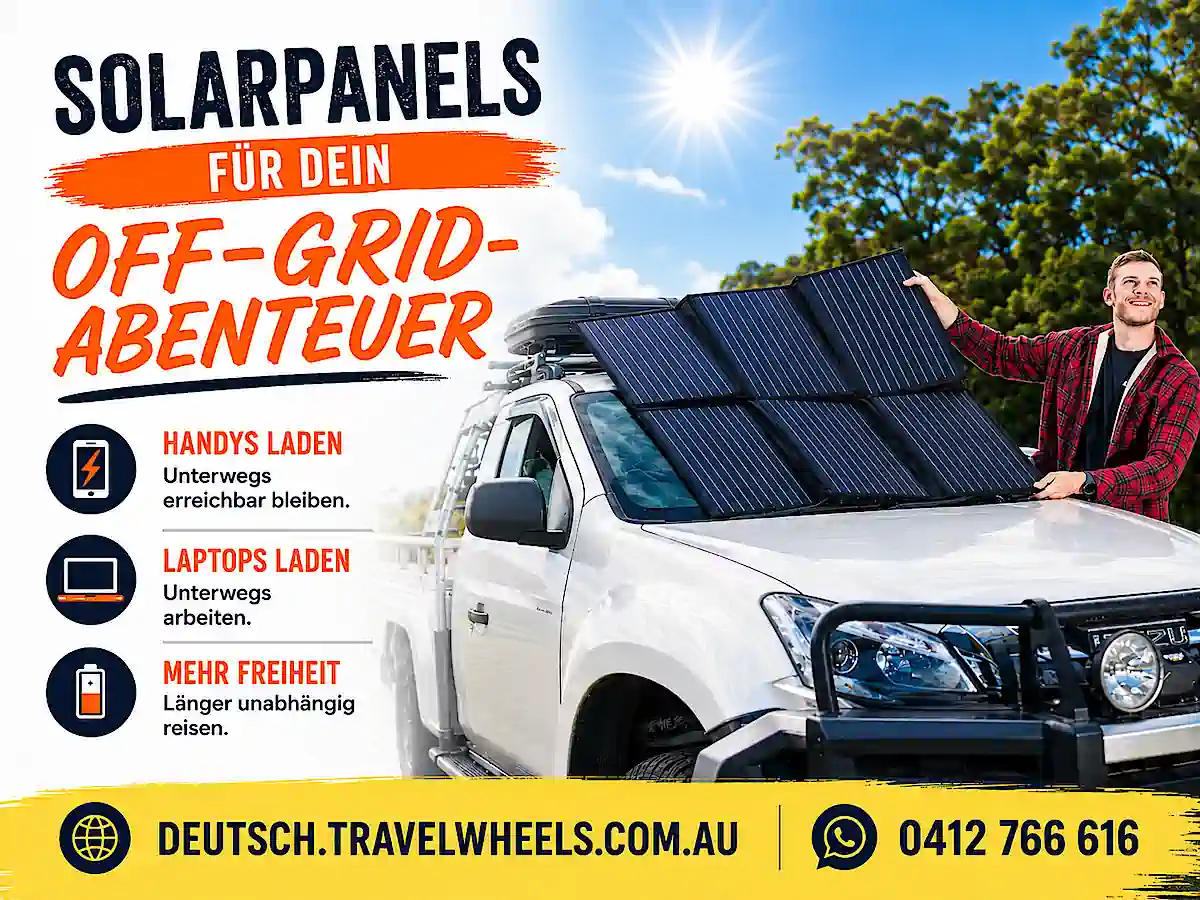 Travelwheels Sydney installiert Solarpanels für 4x4 und berät deutsche Kunden auf Deutsch